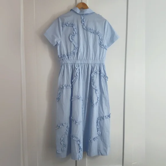 Kate Spade For Target Blue White Stripe Short Sleeve Ribbon Midi Shirtdress | Md - Picture 3 of 5